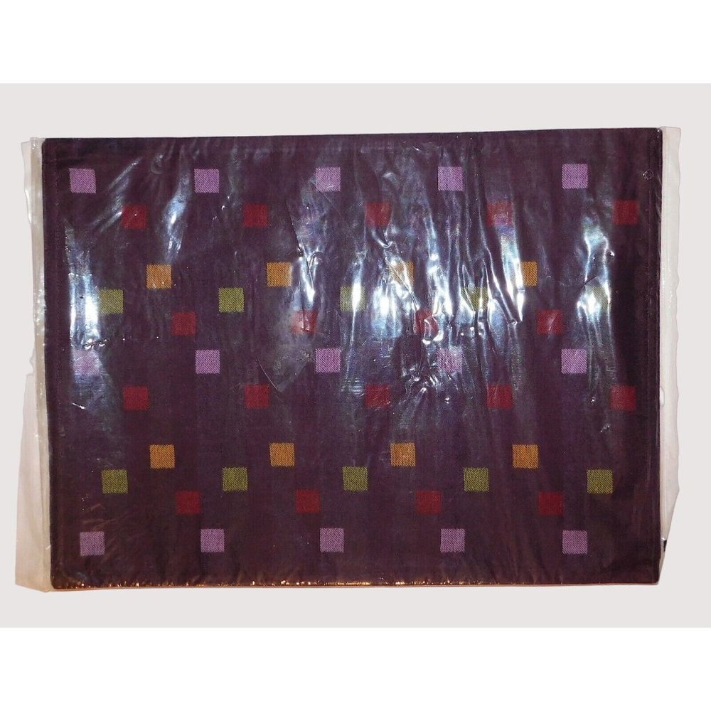 Pampered Chef Tiles Placemats Set of 2 Reversible Purple Cotton NEW Sealed